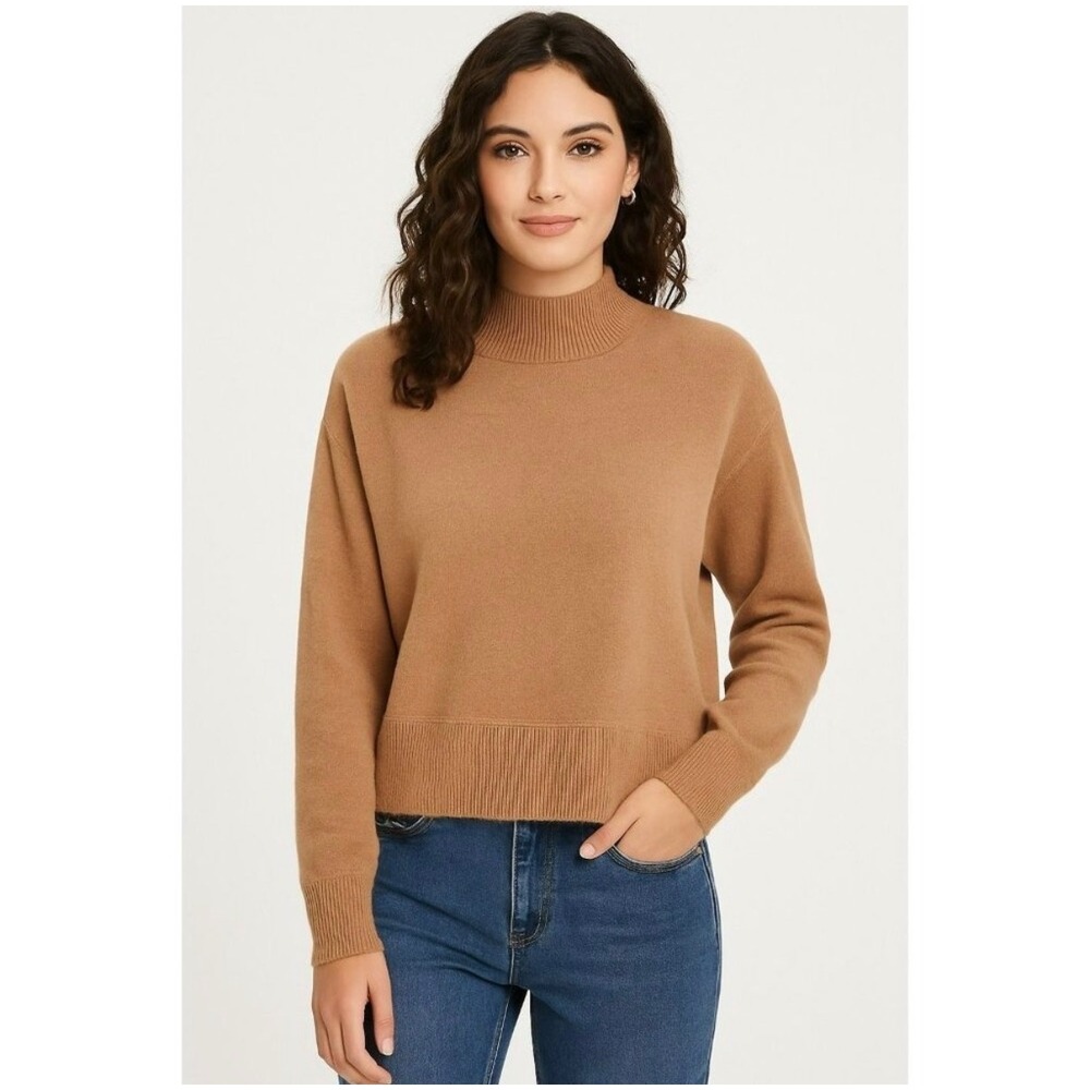 Everlane The Lux Wool Yak Mockneck Mermaidcore Boho Preppy Brown Tan Sweater M